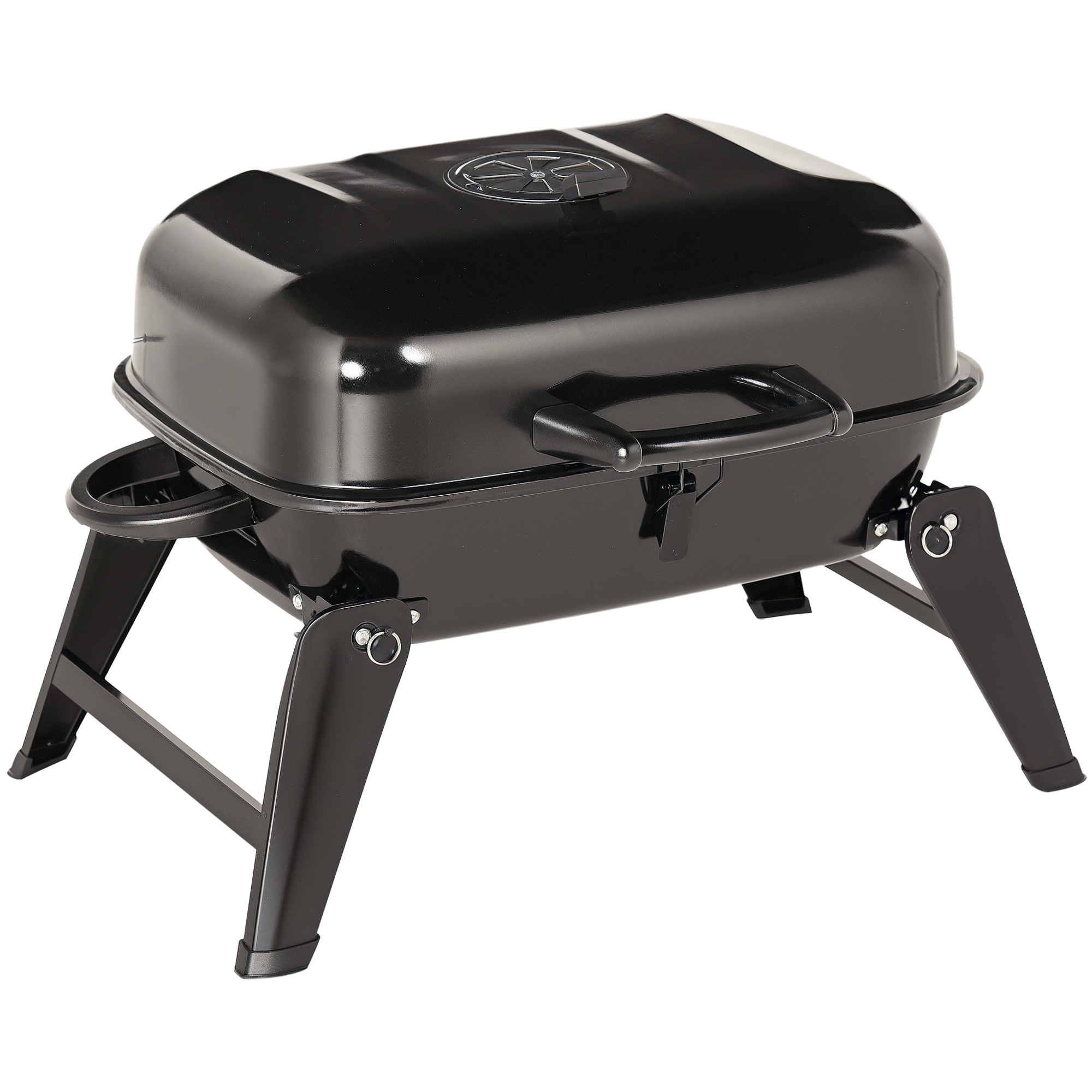 14" Portable Charcoal Grill, Tabletop Outdoor Small Grill with Heat Preservation Net, Venting System, Foldable Legs, Travel Size BBQ Perfect for Camping, Backyard, Tailgates, Black