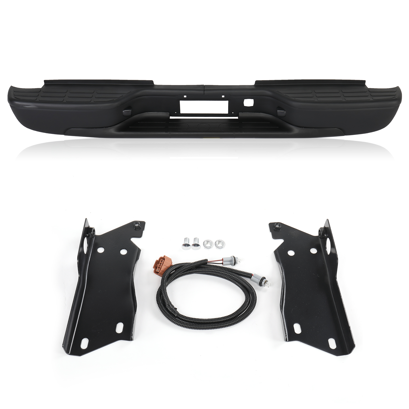 Pickup Rear Bumper 16 Chevrolet Silverado 2500 HD 1999-2007-Black/Steel