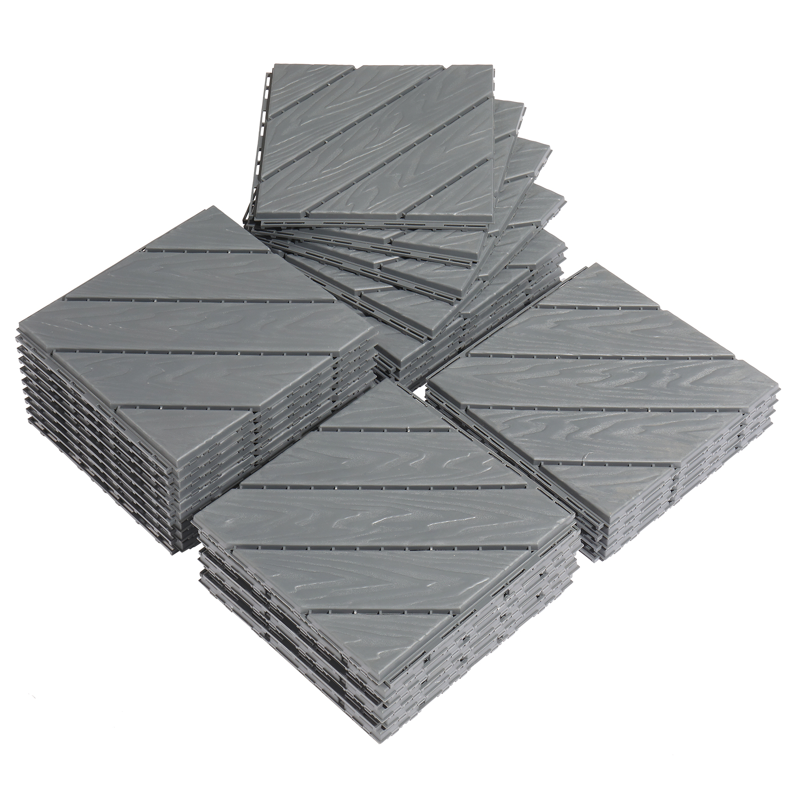 Plastic Interlocking Deck Tiles, 27 Pack, 11.8"x11.8" Waterproof Flooring Tiles for Indoor and Outdoor, Patio Floor Decking Tiles for Porch Poolside Balcony Backyard, Dark Grey