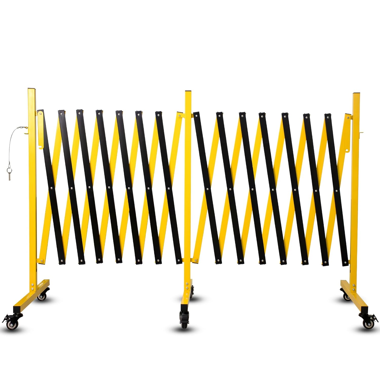 Metal Expandable Barricade, 23FT Traffic Barricade with Casters, Retractable Security Gate, Portable Driveway Gate Outdoor Barricade Fence for Construction Area, Traffic Control, Garage(23FT)Non-eBay certified warehouse delivery